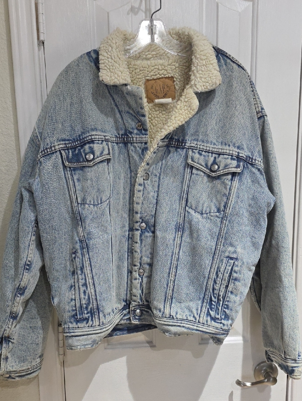 GAP Vintage Light Wash Sherpa-Lined Denim Jacket Size XL